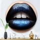 Designart 'Woman Lips With Black and Blue Lipstick' Modern Metal Circle ...