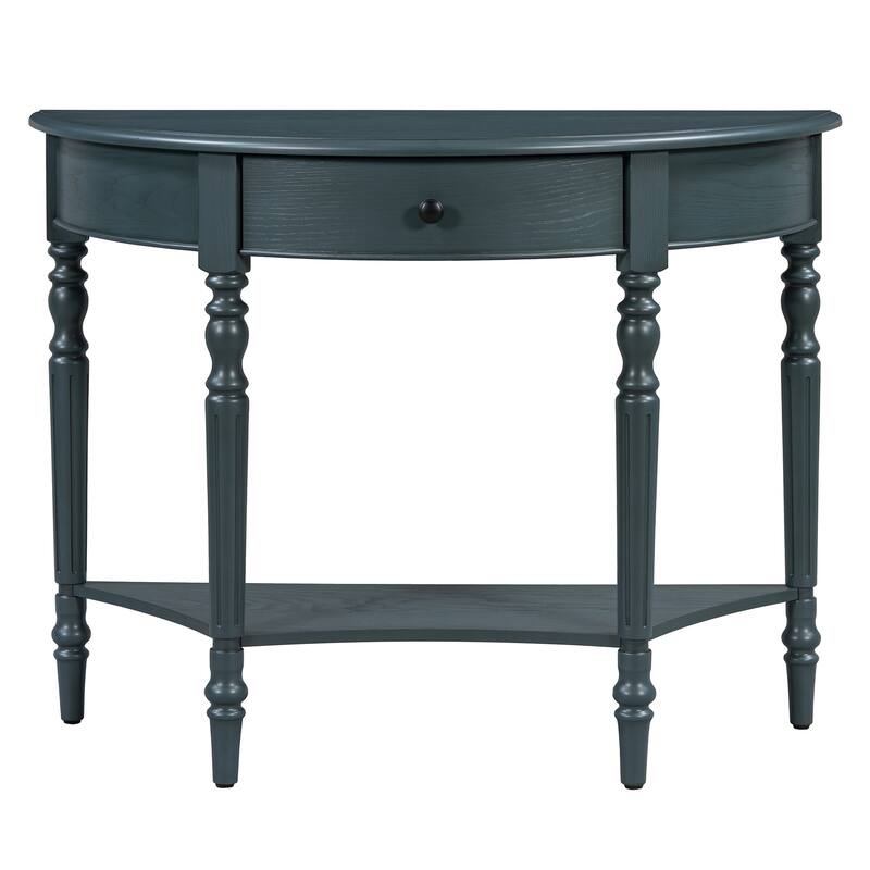 Half-Moon Farmhouse Console Table with Drawer & Shelf by Harper&Bright Designs