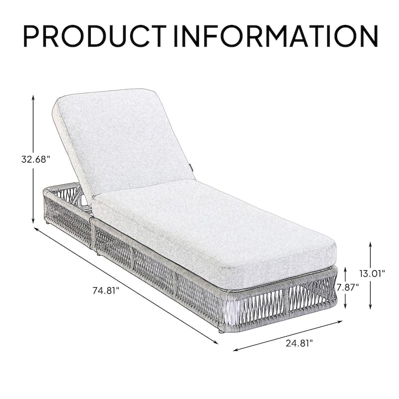 Adjustable Backrest Outdoor Chaise Lounge Chair Patio Pool Lounger
