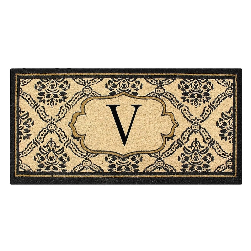 A1HC Uriel Treated Coir Monogrammed Entry Double Door Mat 30"x 60" - V