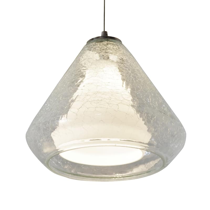 AFX Armitage 1-light Satin Nickel 4000K LED Pendant - 120-277V - Clear Crackle