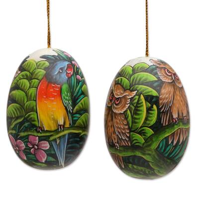 Novica Handmade Forest Of Birds Wood Ornaments (Pair)