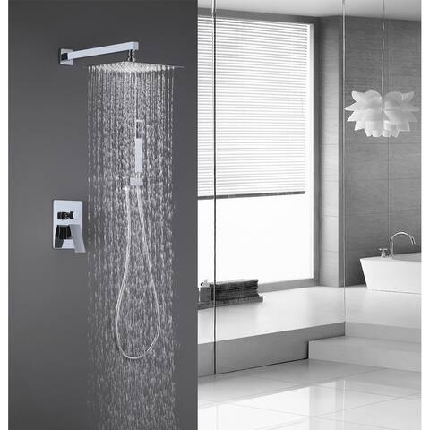 1-Handle 1-Spray Patterns with 2 GPM 10 in. Wall Mount Dual Shower Heads in Chrome