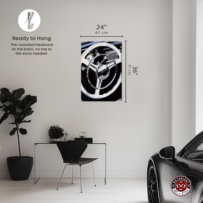 Notoriart Classy Steering Wheel Gallery Wrapped Car 1 Piece Canvas Wall Art