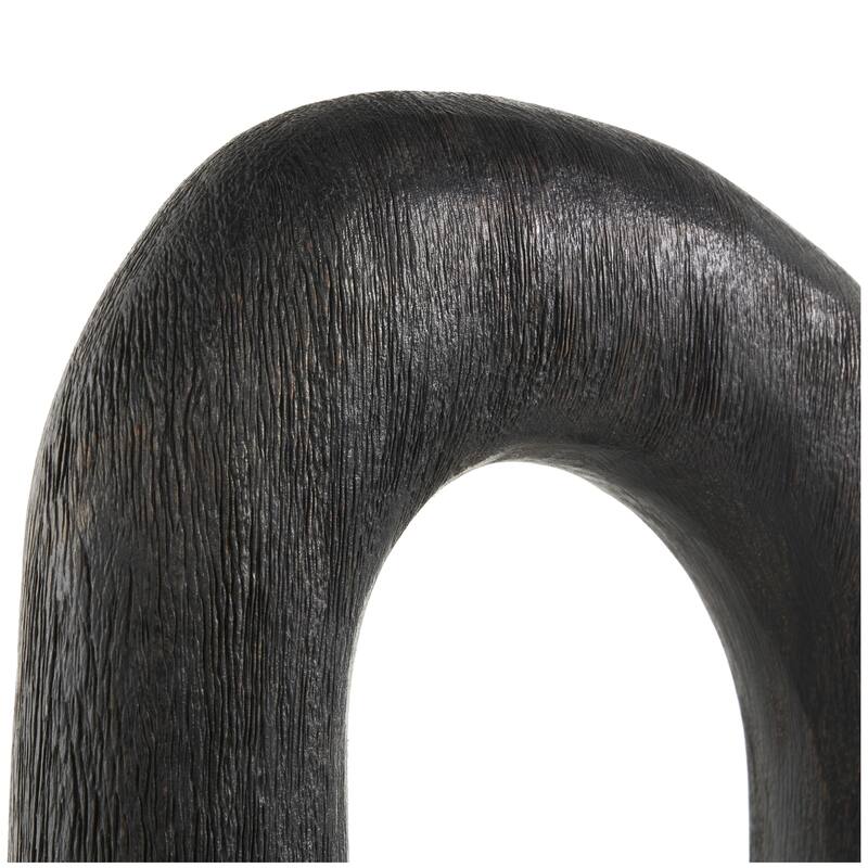 Black Mango Wood Cutout Oval Abstract Decorative Sculpture (Set of 2)