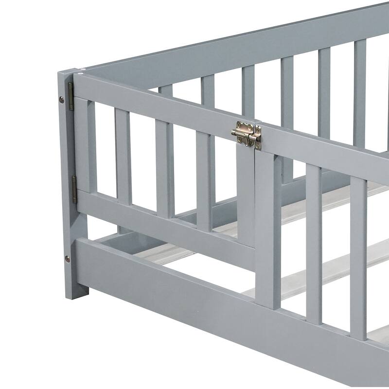 Floor Bed with Fence and Door,Perfect for Kids' Play,and Independence Promotion