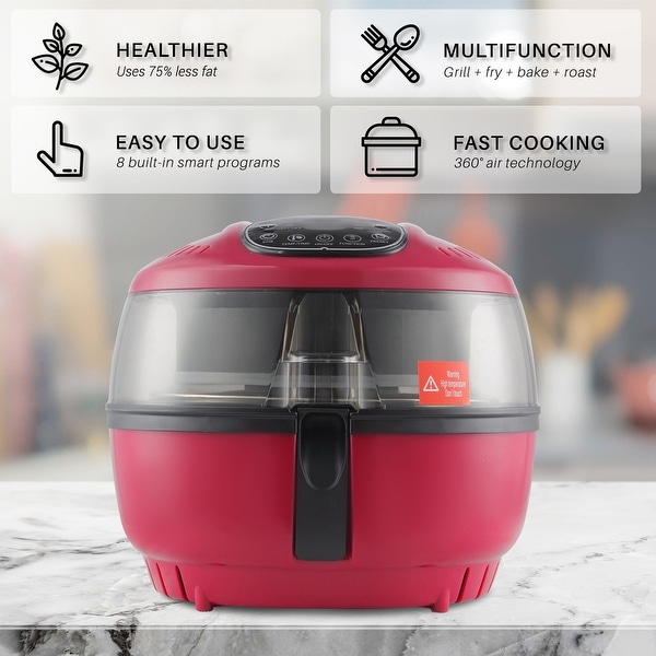 DELLA Air Fryer 10 Quart 1200 WATT Rotisserie Griller Roaster Oil Less Home Kitchen Red