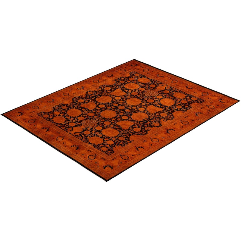 Overdyed, One-of-a-Kind Hand-Knotted Area Rug - Orange - 9' 2" x 11' 6"