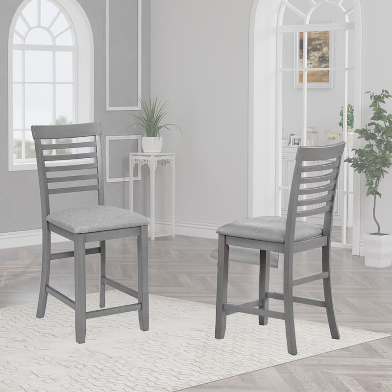 GDFStudio - Maison Modern Linen Upholstered Wooden Counter Height Dining Chairs Set, Padded Seat & Non-slip Feet Pads, Set of 4