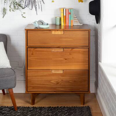Middlebrook Mid-Century Solid Pine 3-Drawer Storage Chest