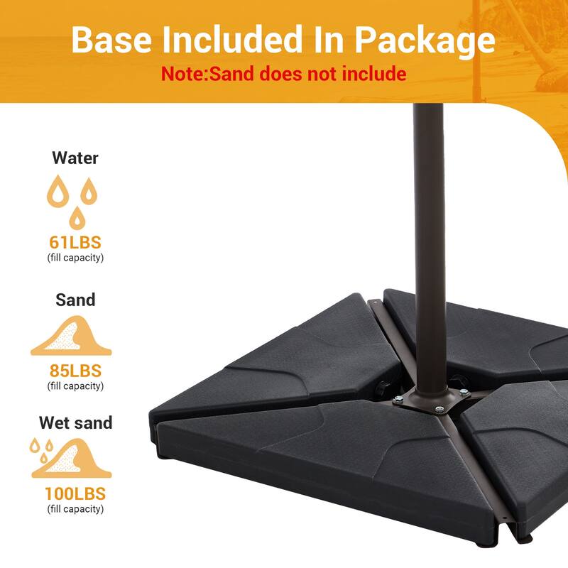 10 ft Steel Crank-lift Cantilever Umbrella With Weighted Base