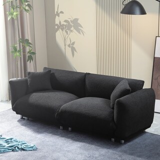 Lovable Bread Like Loveseat Sofa with Anti-Skid Pads&Pillows, Black ...