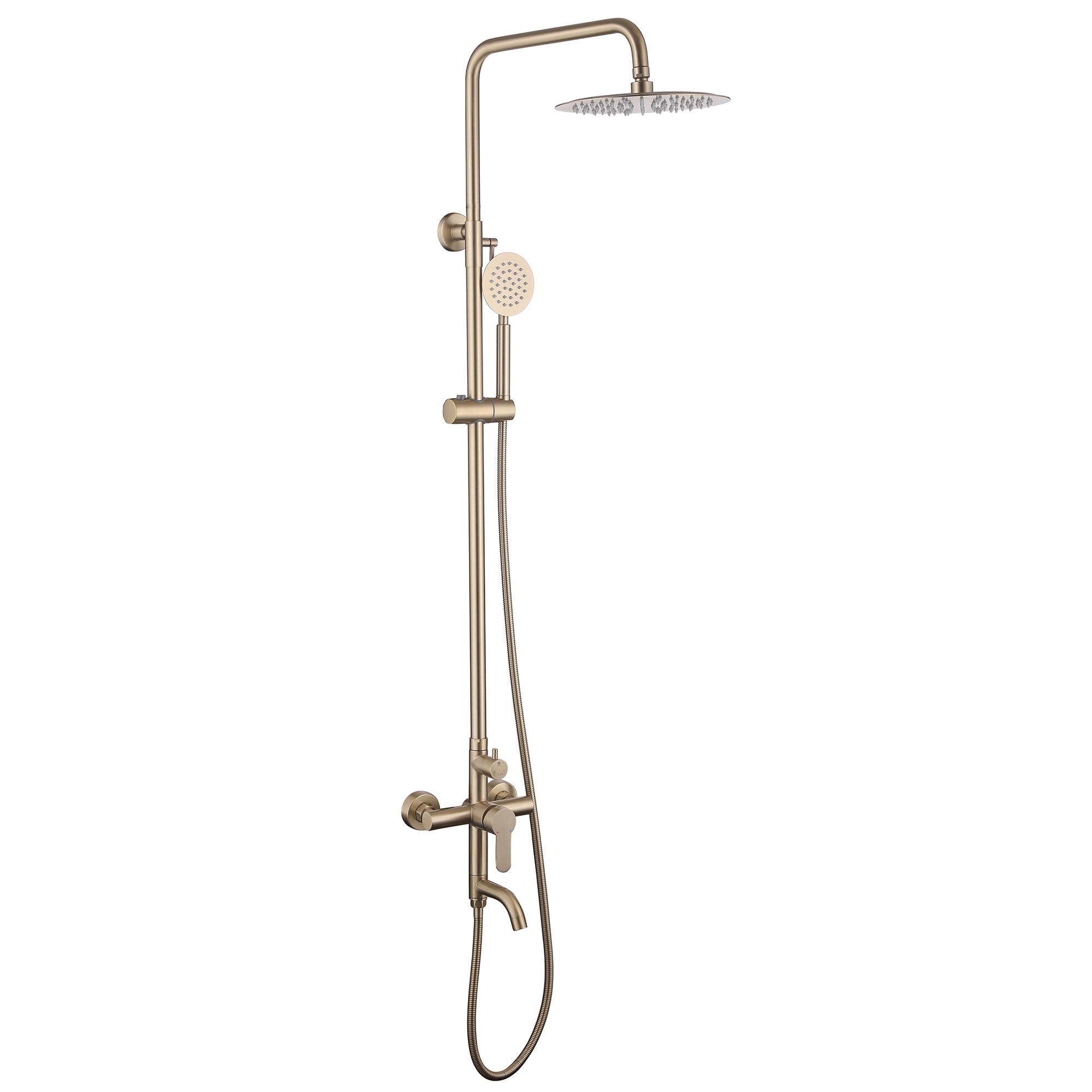 47"H 3-Function 304 Stainless Steel Wall-Mounted Outdoor Shower with Footwash
