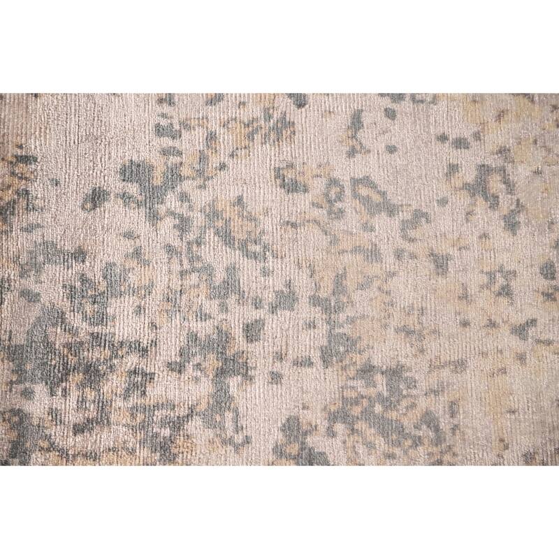 Beige Abstract Modern Area Rug Handmade Wool Carpet - 6'6" x 9'10"