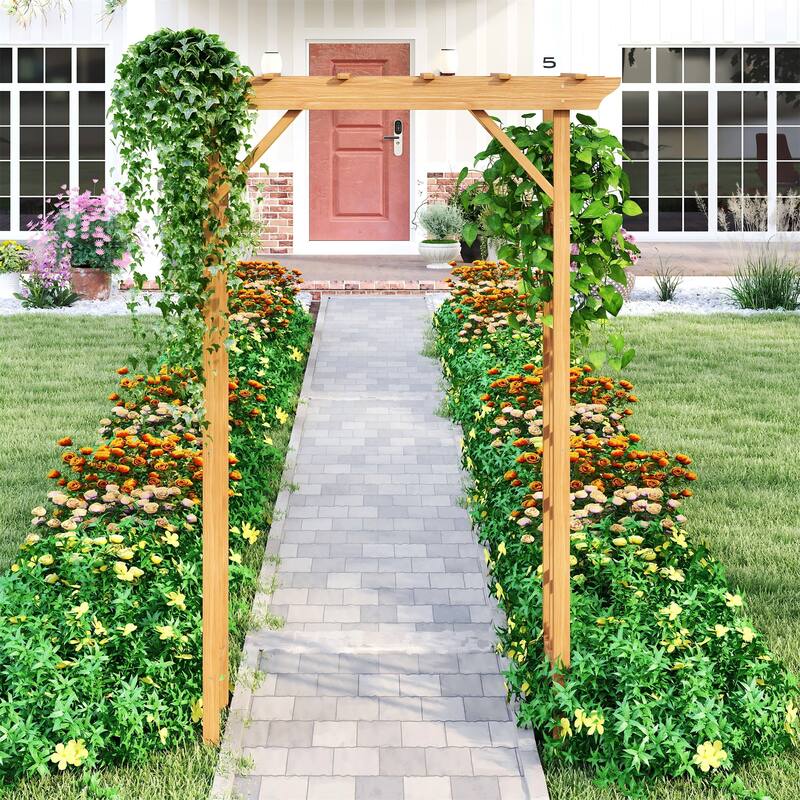 Wood Trellis for Plant Climbing, Wedding Arch, Christmas Decor Pergola - Light Brown