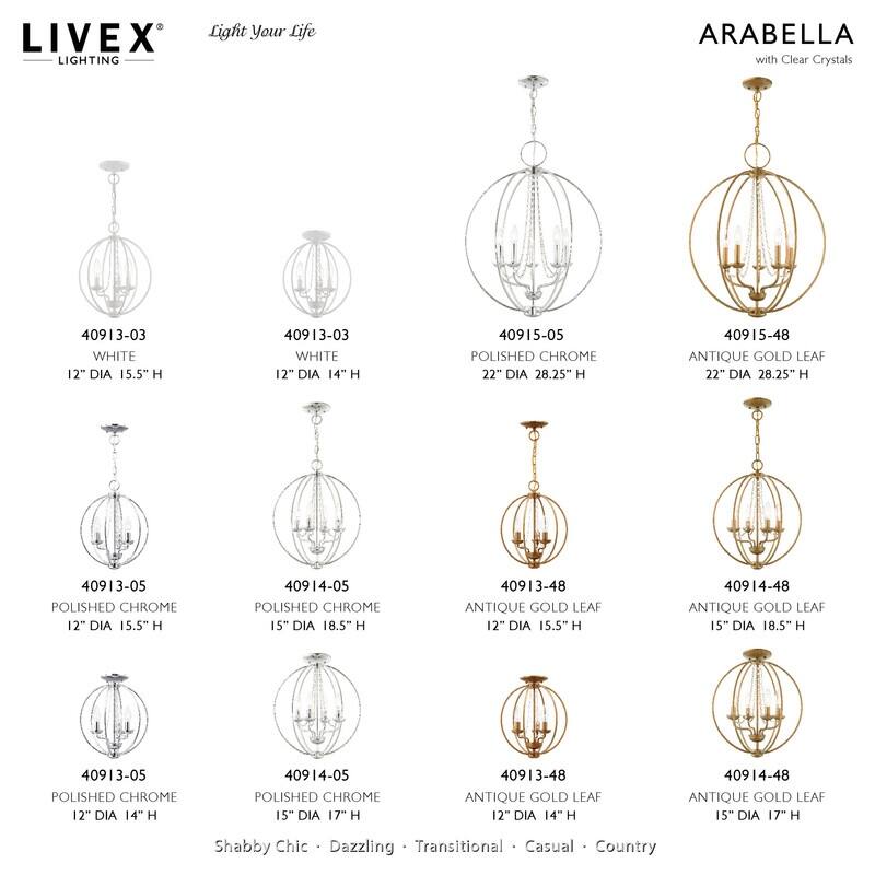 Livex Lighting 4-light Chandelier, 40914-05 - 15" DIA 17" H