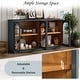 preview thumbnail 23 of 51, Buffet Cabinet with Glass Doors, Arched Cabinet with Adjustable Shelves, Kitchen Storage Cabinet with Rebound Device