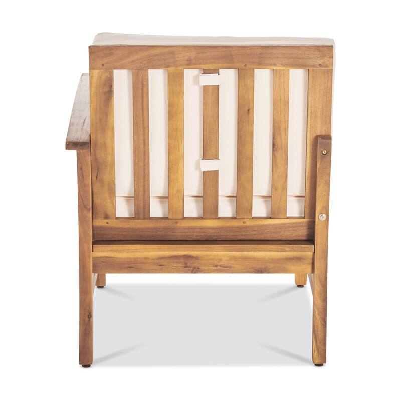 Outdoor 3-Seater Acacia Wood Sofa Set with Coffee Table and Water-Resistant Cushions, Removable Covers Included