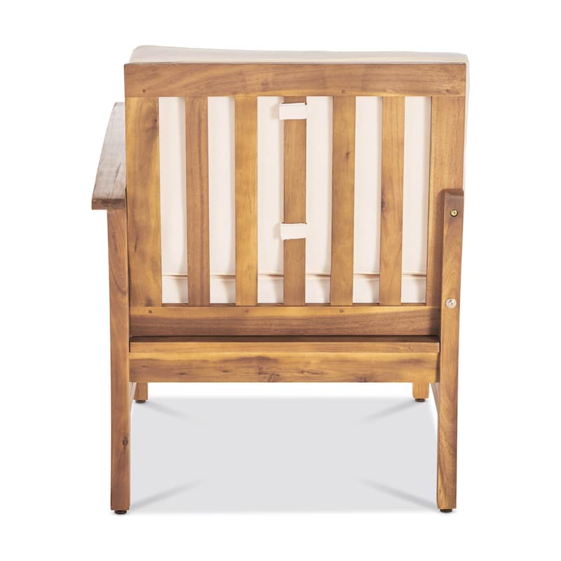 Roomfitters 3-Seater Outdoor Sofa Set with Coffee Table, Solid Acacia Wood Frame and Cream Cushions