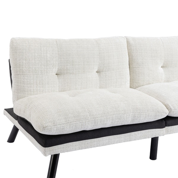 Cream White Sleeper Loveseat w/ Convertible Armless Reclining Sofa