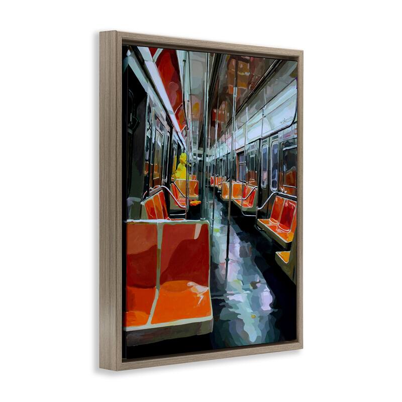 Stupell Bird Character in Subway Train Framed Floater Canvas Wall Art Design By Keith Thomson