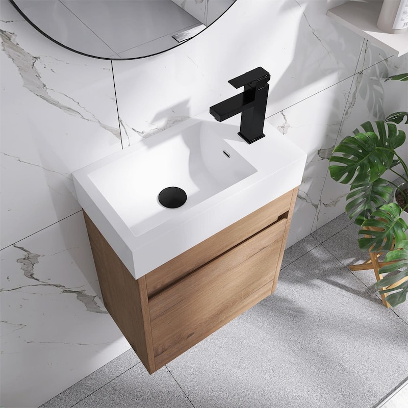 Bathroom Vanity With Sink In 16/18/23 Inch, Floating/Freestanding Bathroom Vanity With Soft Close Door