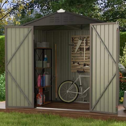 Patiowell 6' x 4' Metal Outdoor Storage Shed with Sloping Roof and Double Lockable Door