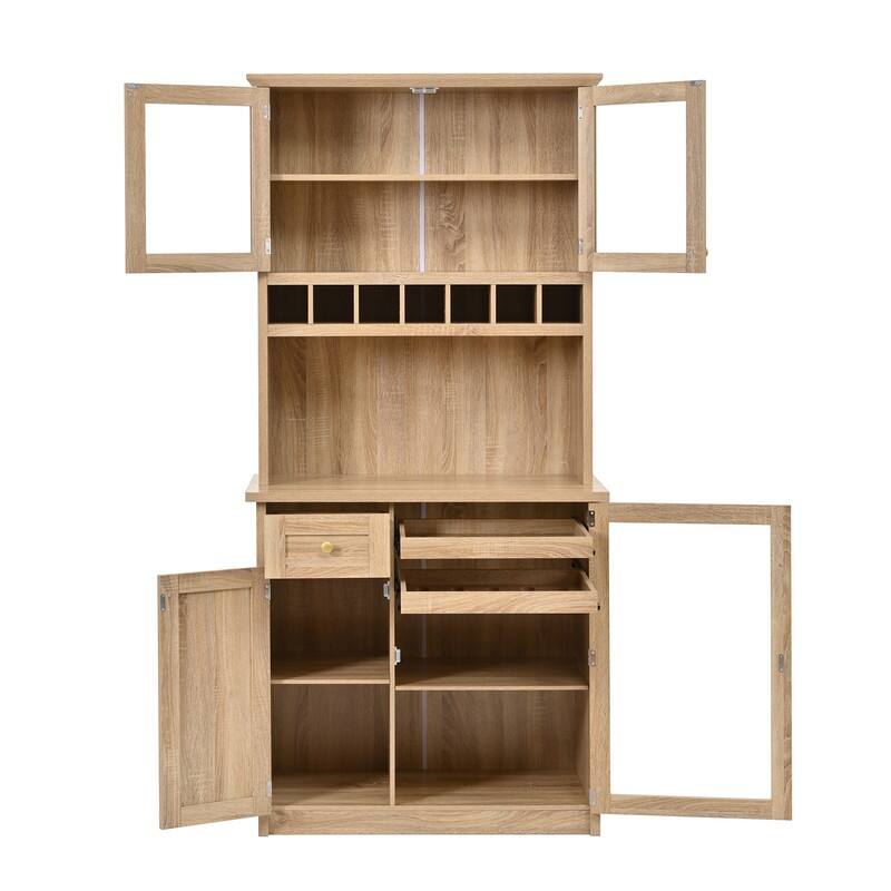 Farmhouse 74.8" Tall Kitchen Pantry with Hutch, Freestanding Kitchen Storage Solution for Modern Homes