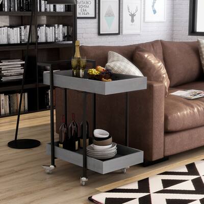 Atos Industrial Antique Finish Metal 2-Shelf Serving Cart by Furniture of America