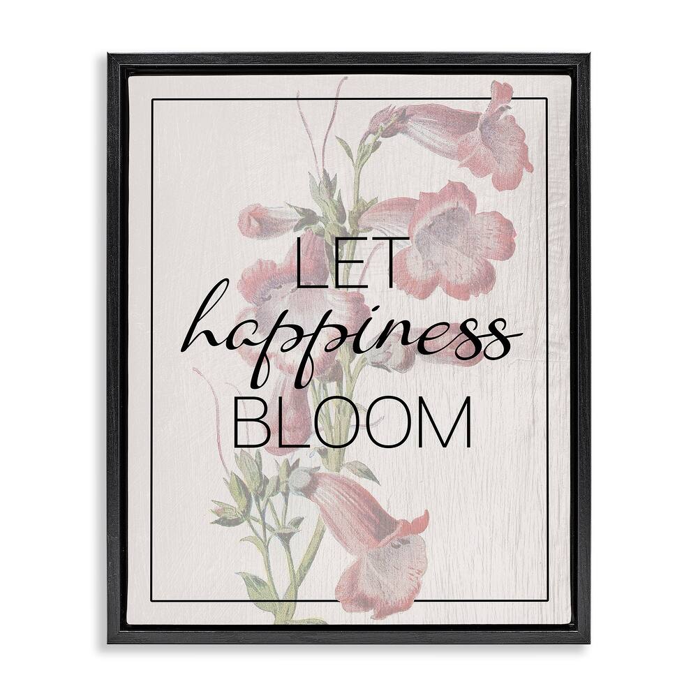 Stupell Vintage Let Happiness Bloom Framed Floater Canvas Wall Art Design By Lil' Rue