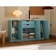 preview thumbnail 45 of 46, Palace Imports 100% Solid Wood 65" Sideboard with Solid Doors, 2-Drawers and Adjustable Shelves Aqua Blue