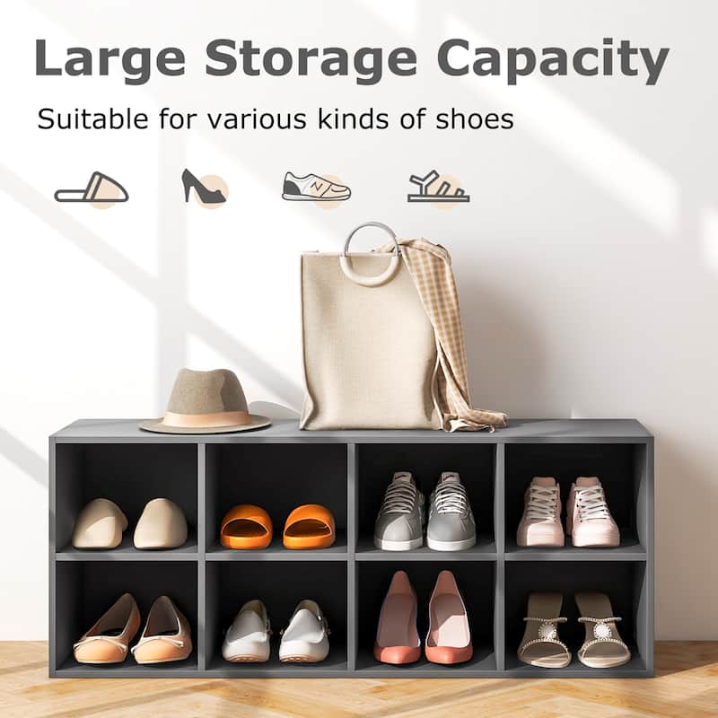 Costway 8 Cubbies Shoe Bench with 500 LBS Weight Capacity Cubby Shoe - See Details