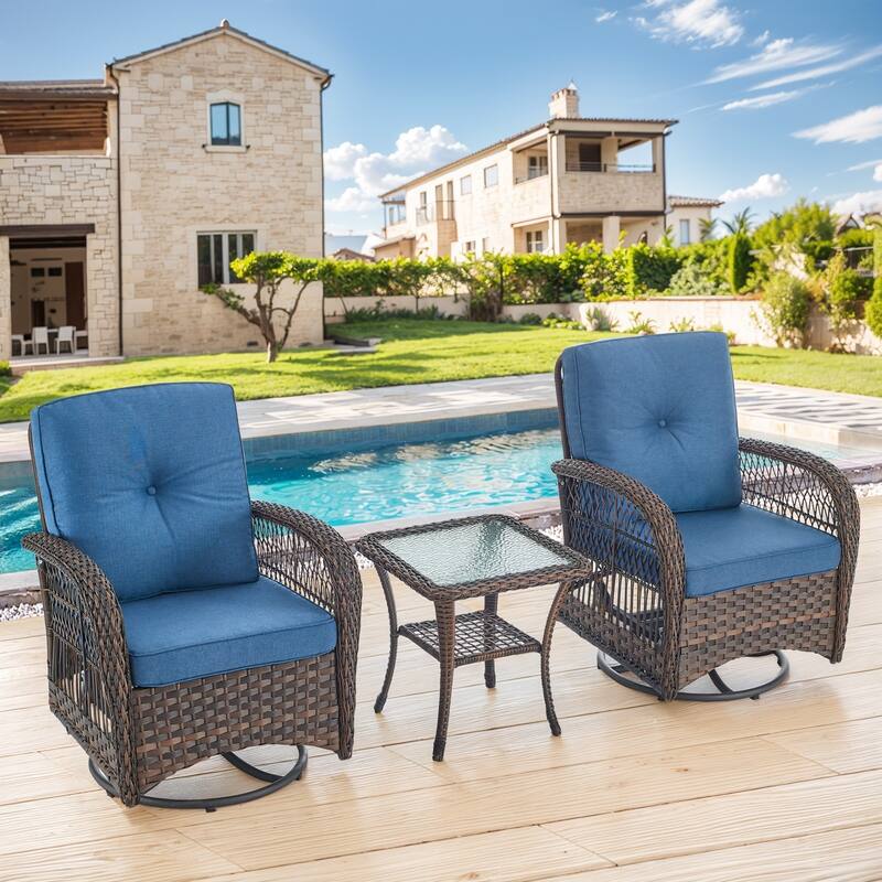 Gymojoy Patio Furniture Set Outdoor Wicker Swivel Glider Chairs Set