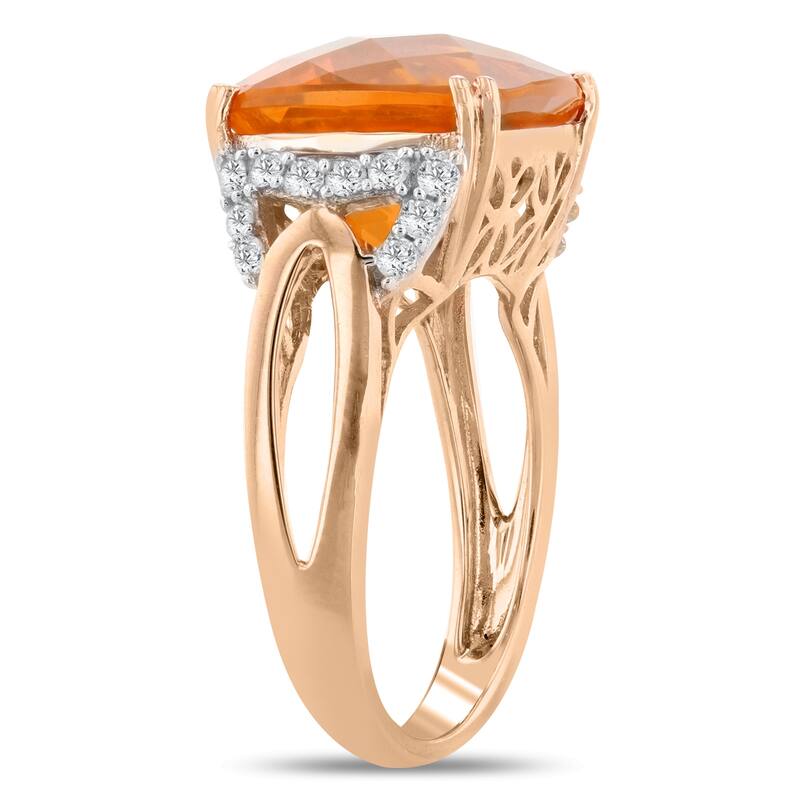 Auriya 14k Rose Gold 5 3/4ct Fire Opal and 1/3ct TDW Diamond Ring