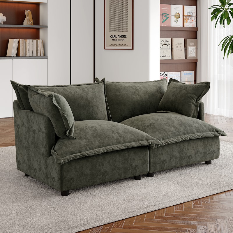 Double Layer Cushion Comfy Cloud Modular Sectional Sofa Set - 2*Corner Sofa-Grey Green - Symmetrical