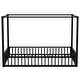 preview thumbnail 6 of 22, Black Spacious Twin/Full Size Metal Floor Bed with Wardrobe and Safety Fence