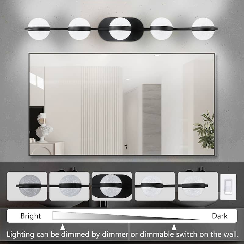 Vanity Lights With 5 LED Bulbs For Bathroom Lighting(Black)
