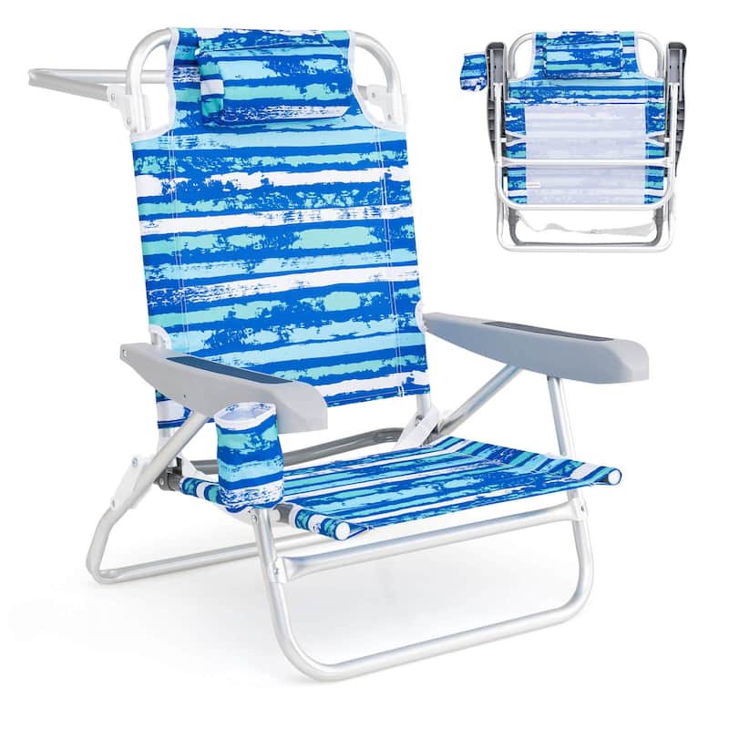 Costway 2 Pack Folding Beach Chair Lightweight Lay Flat Lounge Chair