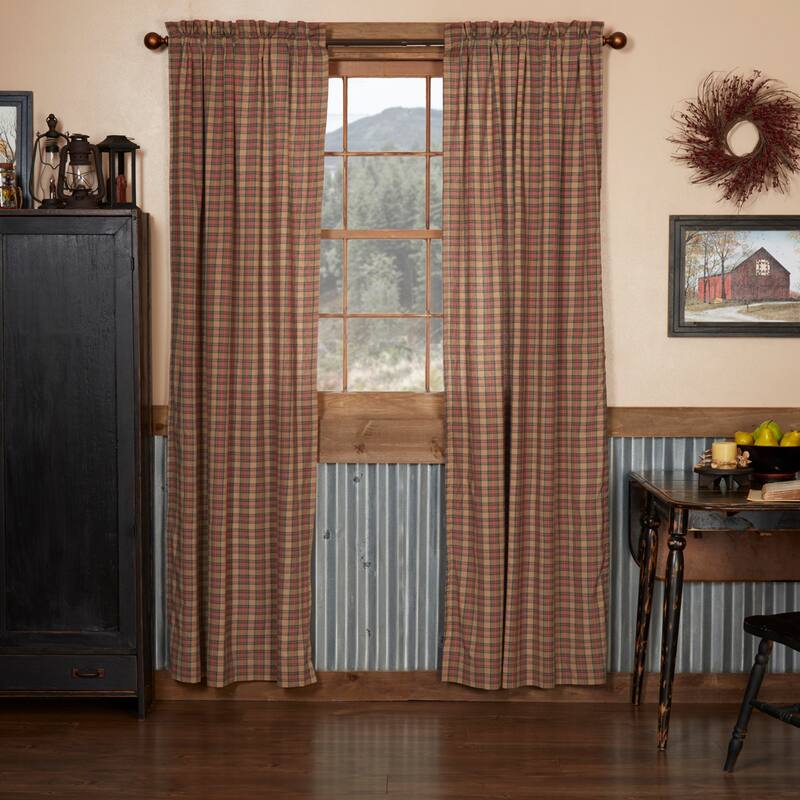 Crosswoods Panel Set of 2 84x40 - Panel 84x40 - Panel 84x40 - 84 Inches - Natural/Cobalt/Candy Red