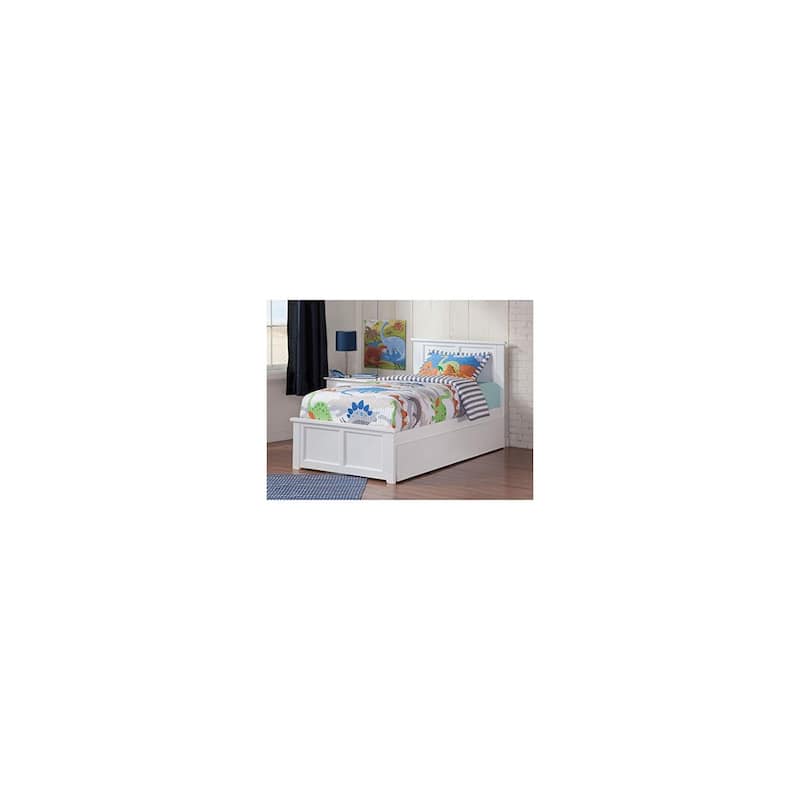 Twin XL Platform Bed with Footboard & Trundle - White