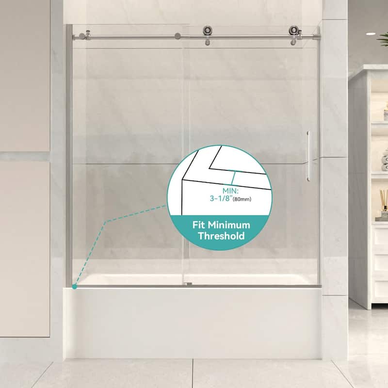 i-Homare 55 - 59 in.W x 60 in.H Tub Sliding Shower Door with Soft Closing System