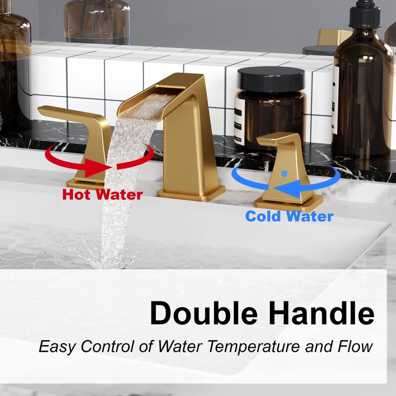 8 in. Widespread 2-Handle Waterfall Spout Bathroom Faucet