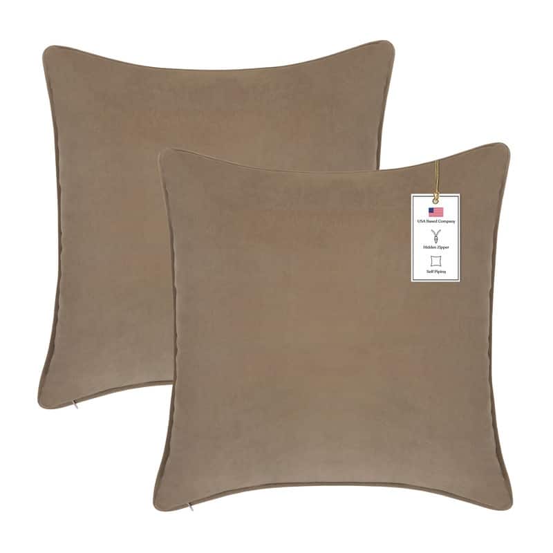 A1HC Set of 2 Luxurious Fine Soft Velvet Throw Pillow Covers Only, For Sofas, Beds, Vibrant Colors and Hidden Zipper