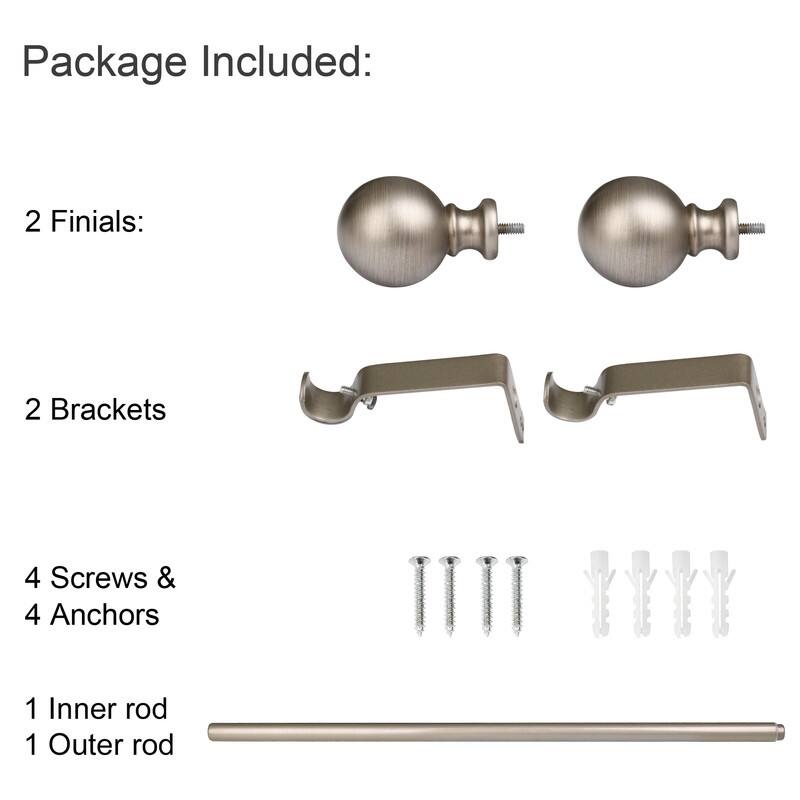 UTOPIA ALLEY 3/4 Inch Curtain Rod - Curtain Rods For Windows 28 to 48 Inch, Adjustable Drapery Rods, Satin Nickel Curtain Rods
