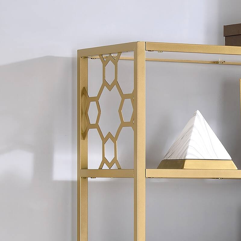 Gallatea Contemporary Gold 5-Shelf Bookcase by Furniture of America