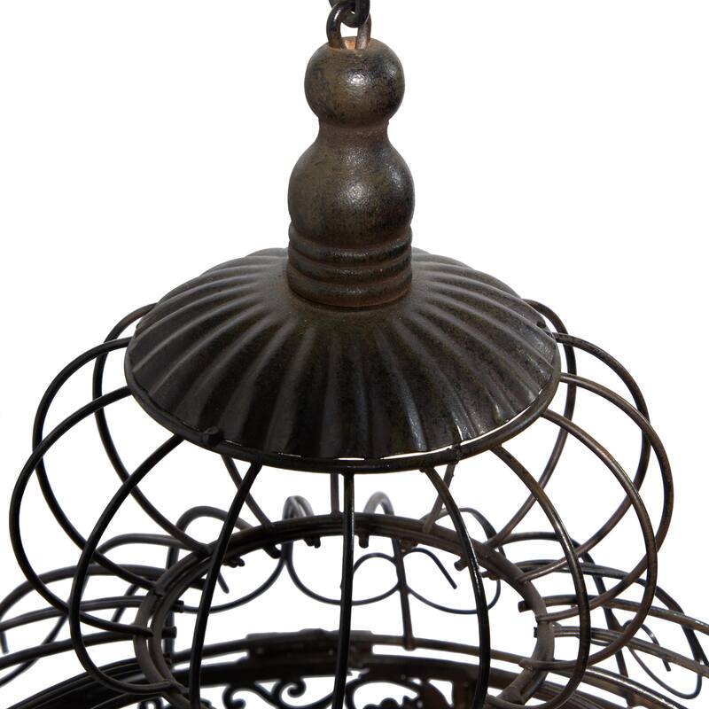 Black Metal Indoor Outdoor On Removable Stand Birdcage with Latch Lock Closure and Top Hook