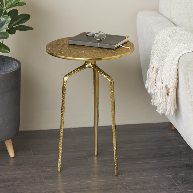 Aluminum Metal Geometric Slim Textured Accent Table - Silver, Gold or Gray - Roche River Decor