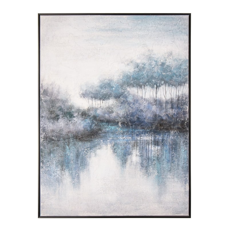 Indigo Banks, Framed Hand Painted Canvas