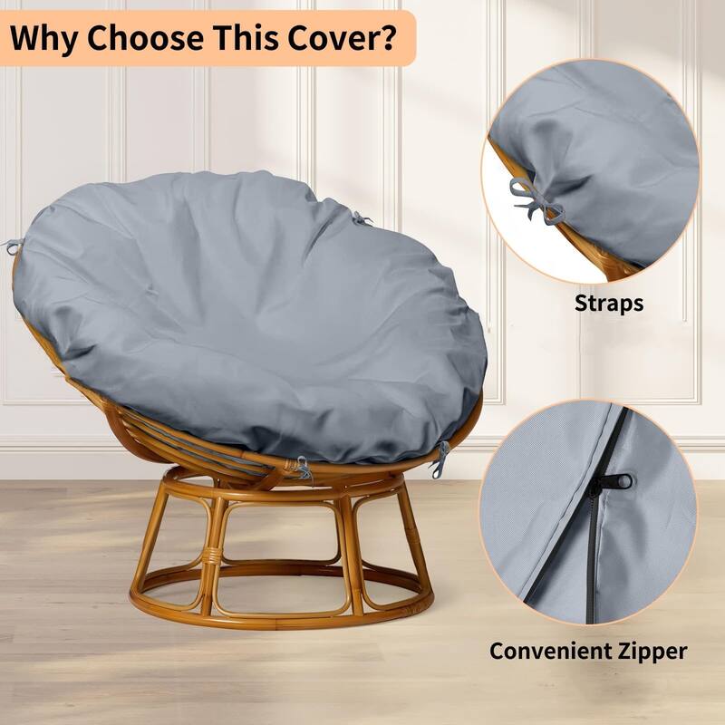 Waterproof Cushion Cover - Oxford Fabric with Zipper, 55"x55" Indoor/Outdoor Protector, Gray - 50''x50"