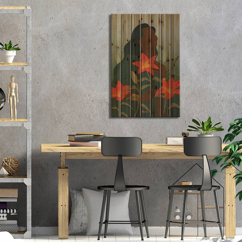 Lilies Print On Wood by Taku Creates - Multi-Color